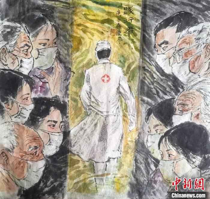 《最美践行者》 受访者供图 浙江台州“老宅男”:60多天为逆行者“画像”90多幅